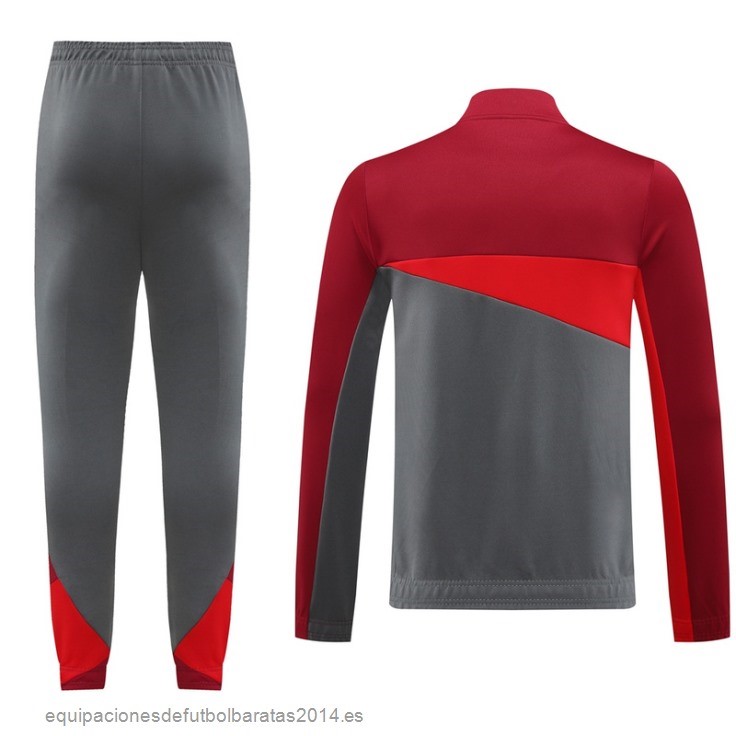 Nuevo Conjunto Completo Ropa Deportiva Con Cremallera Larga AC Milan 24/25 Rojo Gris Baratas